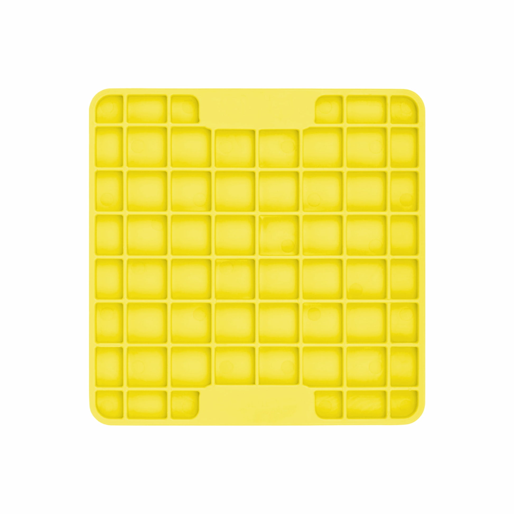 Yellow LickiMat® Mini Classic Playdate™ – Slow Feeder Lick Mat for Small Dogs (front) on white background