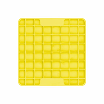 Yellow LickiMat® Mini Classic Playdate™ – Slow Feeder Lick Mat for Small Dogs (front) on white background