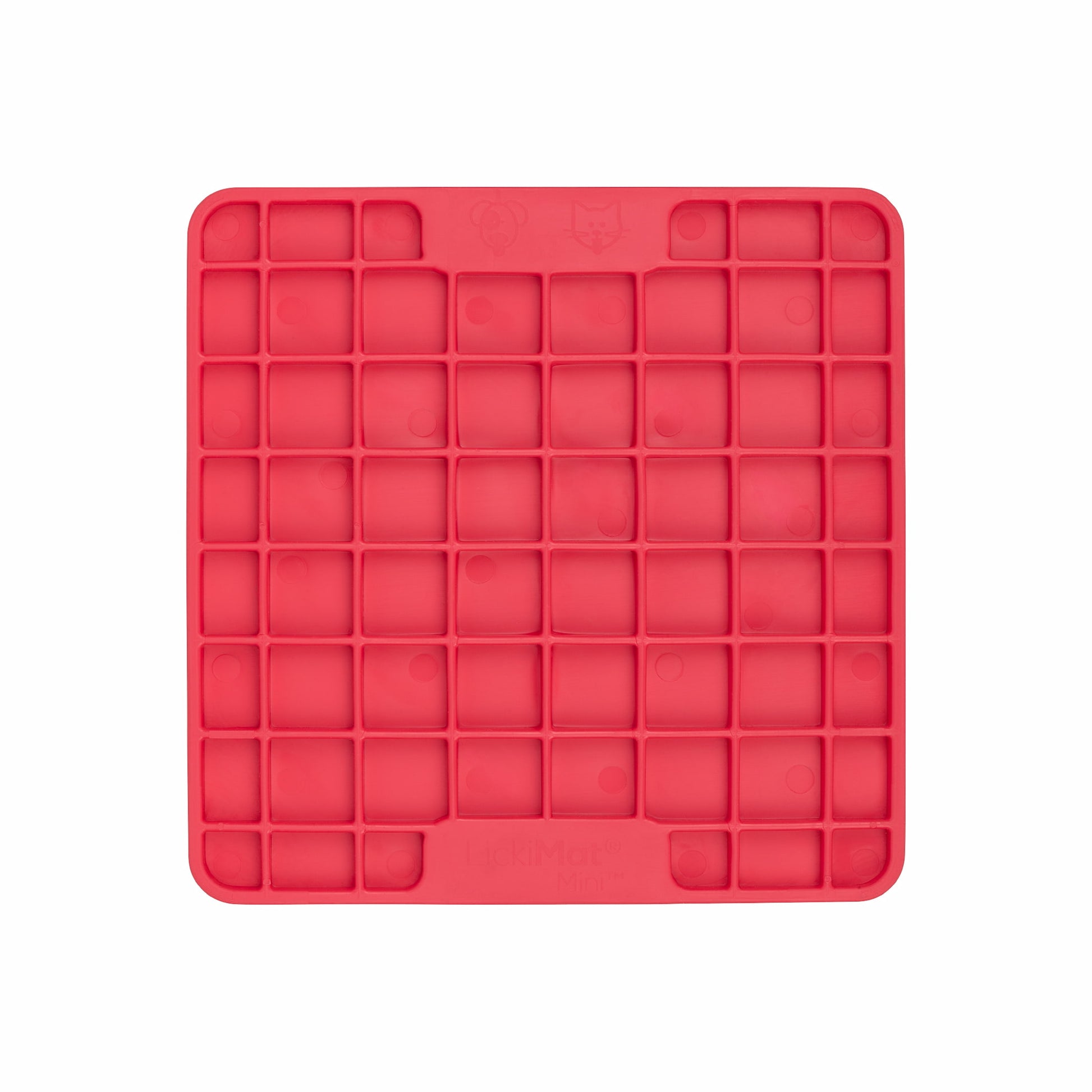 Pink LickiMat® Mini Classic Playdate™ – Slow Feeder Lick Mat for Small Dogs (front) on white background
