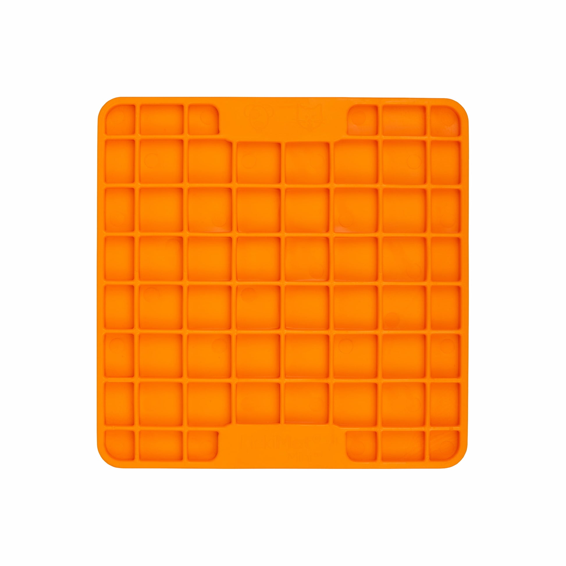 Orange LickiMat® Mini Classic Playdate™ – Slow Feeder Lick Mat for Small Dogs (front) on white background