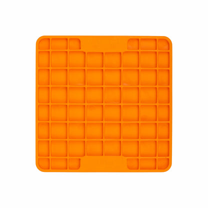 Orange LickiMat® Mini Classic Playdate™ – Slow Feeder Lick Mat for Small Dogs (front) on white background