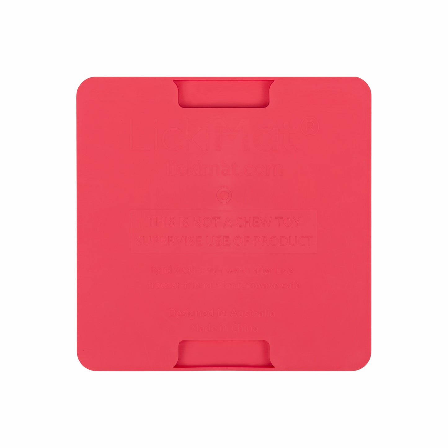 Pink LickiMat® Mini Classic Playdate™ – Slow Feeder Lick Mat for Small Dogs (rear) on white background
