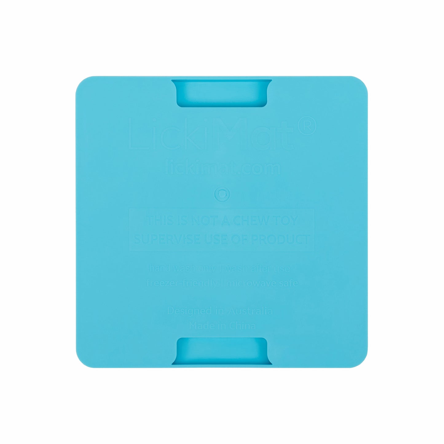 Turquoise LickiMat® Mini Classic Playdate™ – Slow Feeder Lick Mat for Small Dogs (rear) on white background