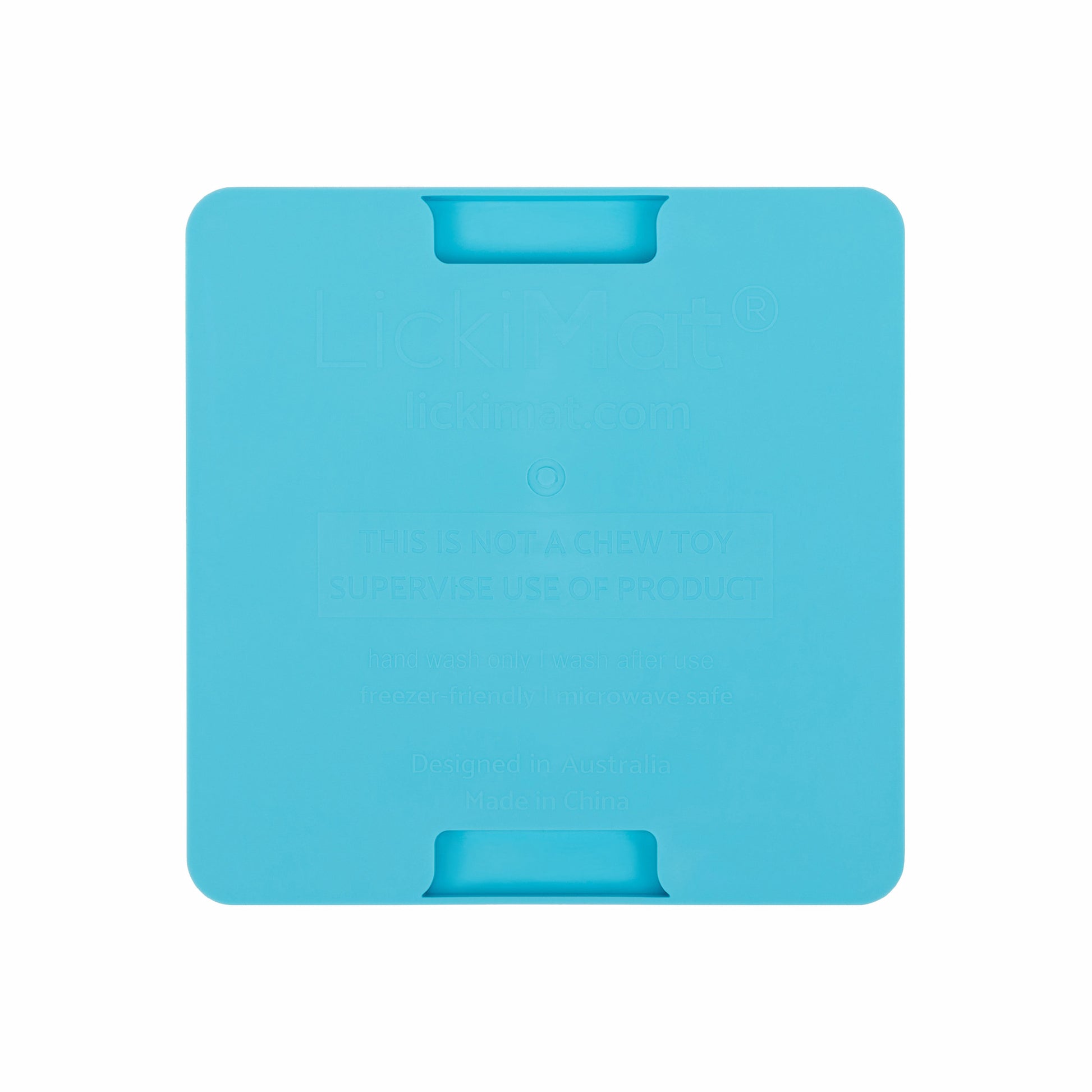 Turquoise LickiMat® Mini Classic Playdate™ – Slow Feeder Lick Mat for Small Dogs (rear) on white background