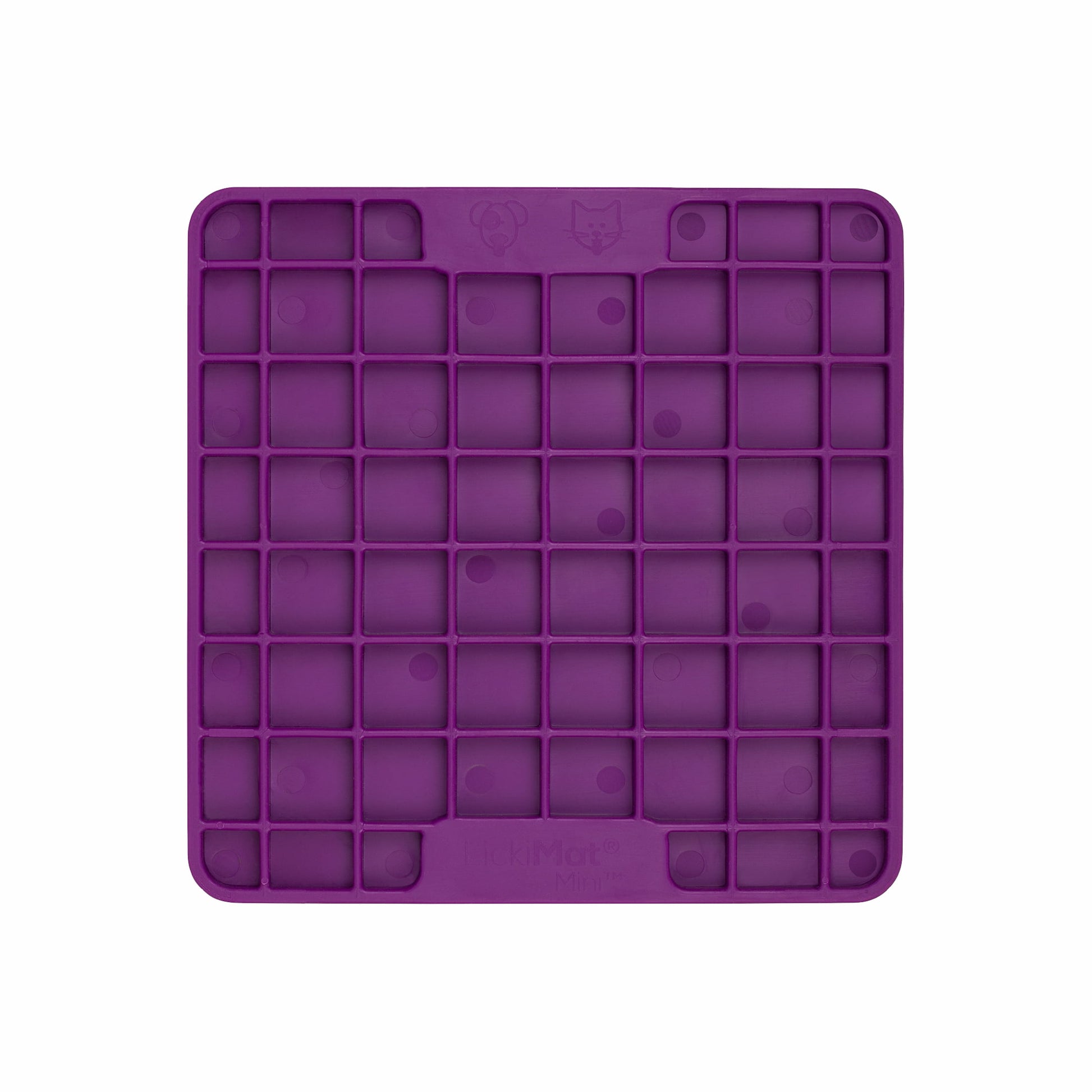 Purple LickiMat® Mini Classic Playdate™ – Slow Feeder Lick Mat for Small Dogs (front) on white background