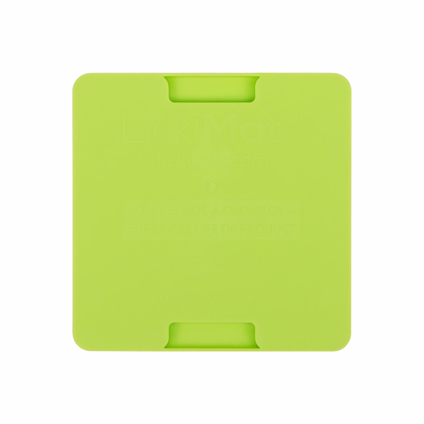 Green LickiMat® Mini Classic Playdate™ – Slow Feeder Lick Mat for Small Dogs (rear) on white background