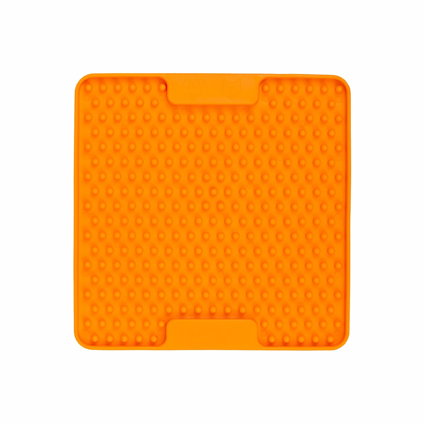 Orange LickiMat® Mini Soother™ – Calming Slow Feeder Lick Mat for Cats (front) on white background