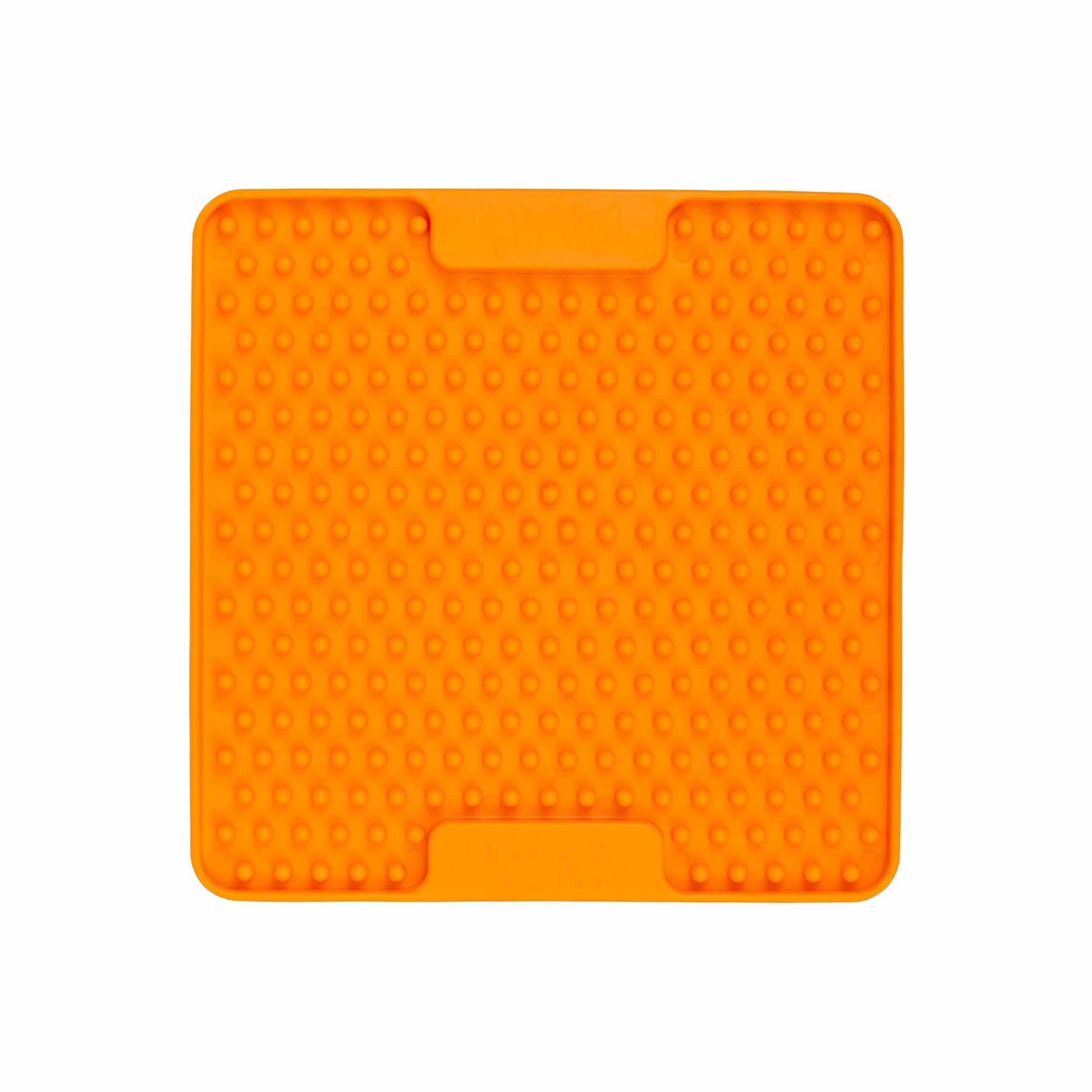 Orange LickiMat® Mini Soother™ – Calming Slow Feeder Lick Mat for Cats (front) on white background