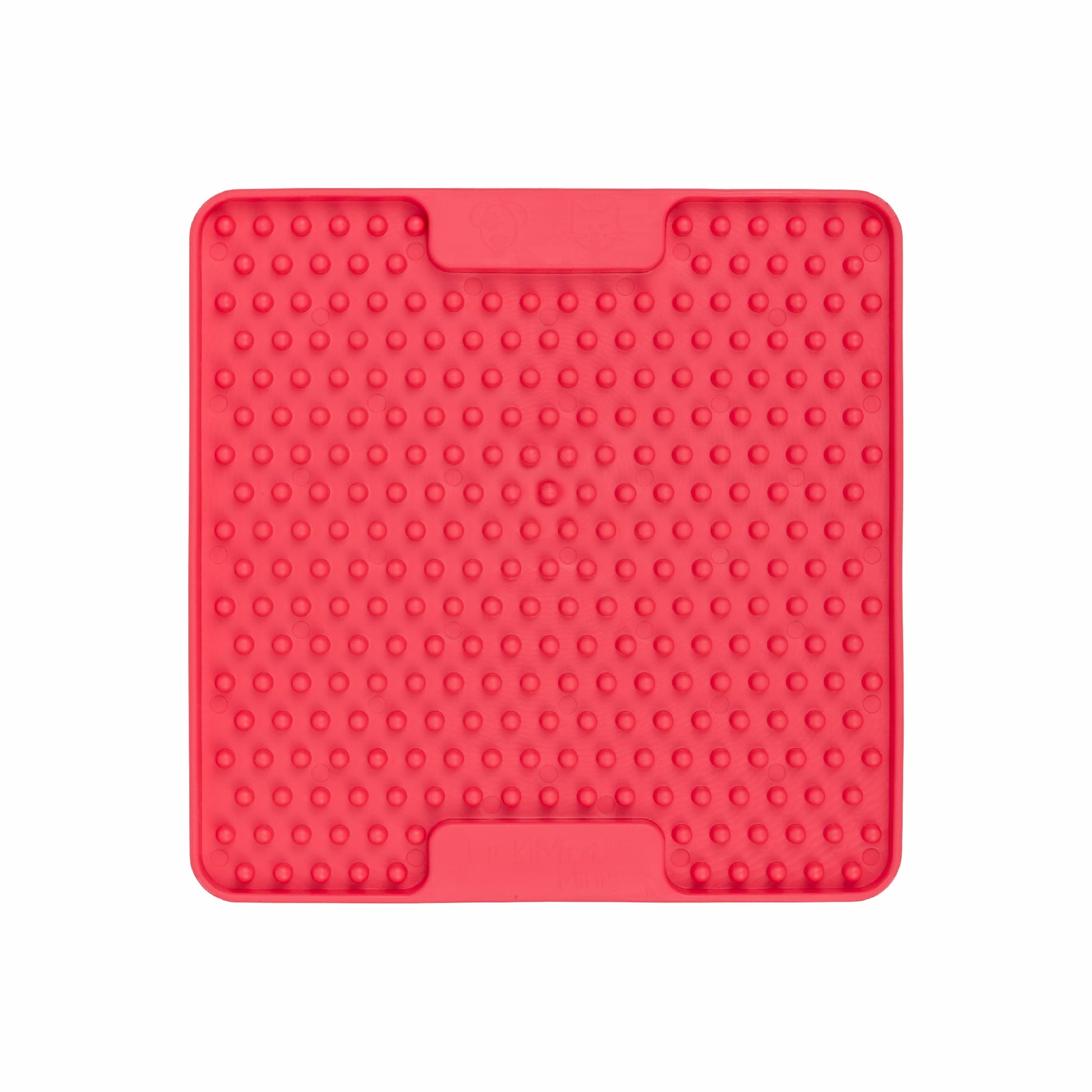 Pink LickiMat® Mini Soother™ – Calming Slow Feeder Lick Mat for Cats (front) on white background