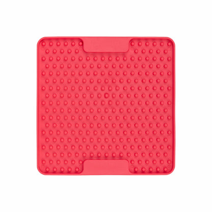 Pink LickiMat® Mini Soother™ – Calming Slow Feeder Lick Mat for Cats (front) on white background