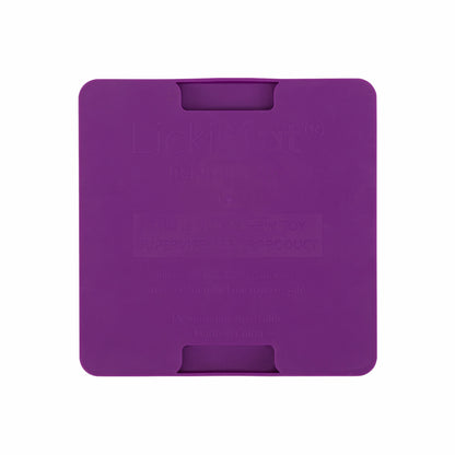 Purple LickiMat® Mini Soother™ – Calming Slow Feeder Lick Mat for Cats (rear) on white background