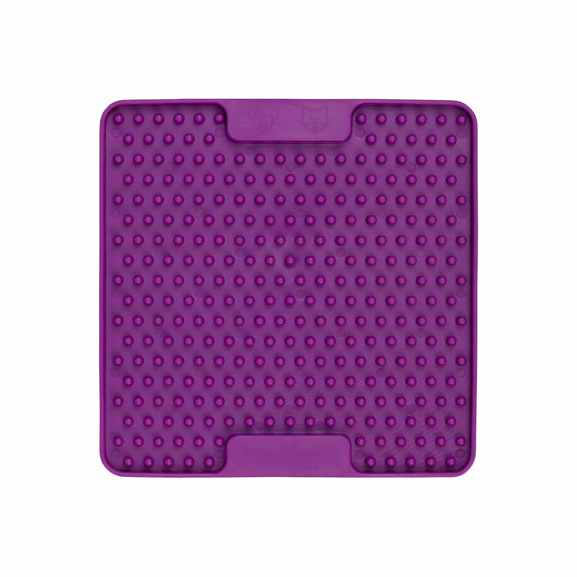 Purple LickiMat® Mini Soother™ – Calming Slow Feeder Lick Mat for Cats (front) on white background