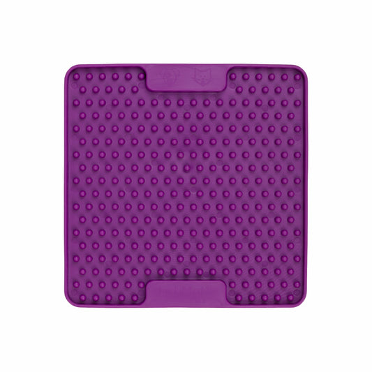 Purple LickiMat® Mini Soother™ – Calming Slow Feeder Lick Mat for Cats (front) on white background