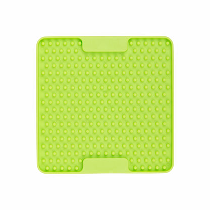 Green LickiMat® Mini Soother™ – Calming Slow Feeder Lick Mat for Cats (front) on white background