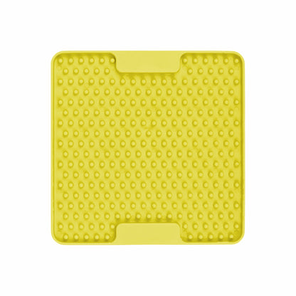 Yellow LickiMat® Mini Classic Soother™ – Slow Feeder Lick Mat for Small Dogs (front) on a white background