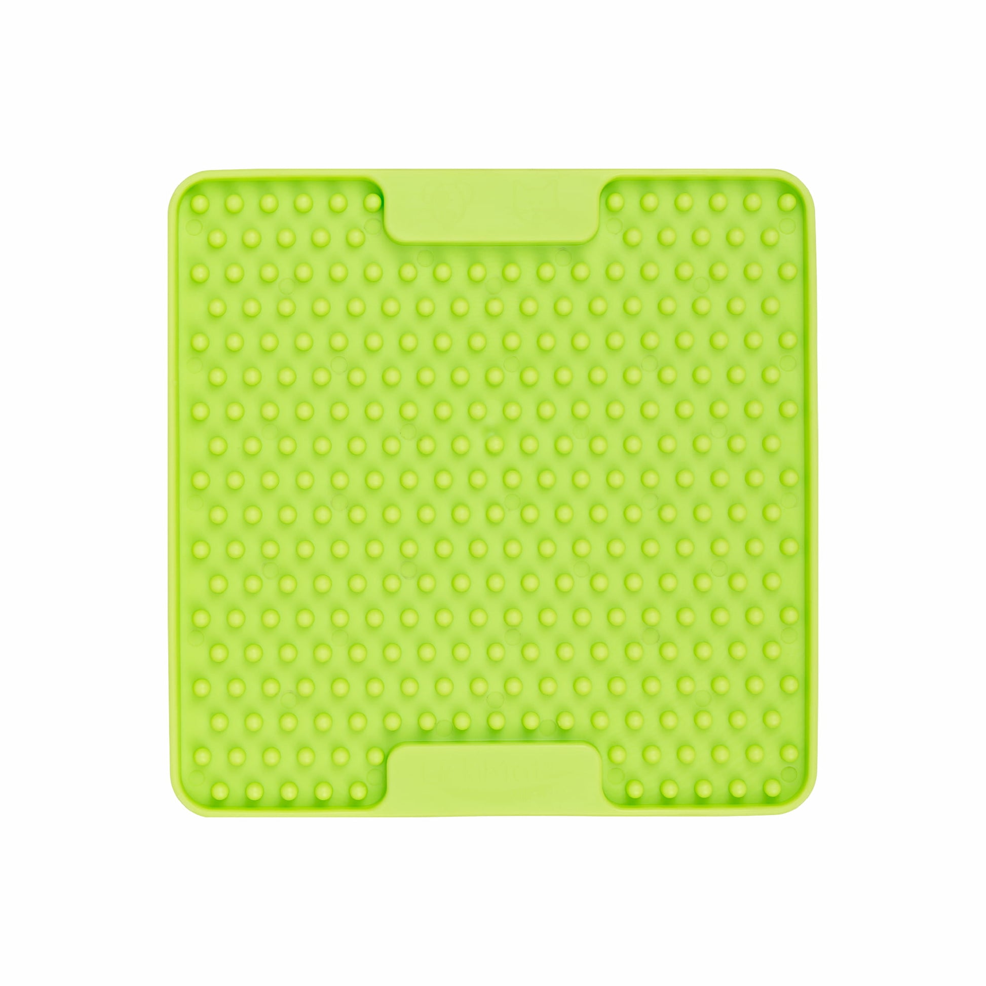 Green LickiMat® Mini Classic Soother™ – Slow Feeder Lick Mat for Small Dogs (rear) on a white background