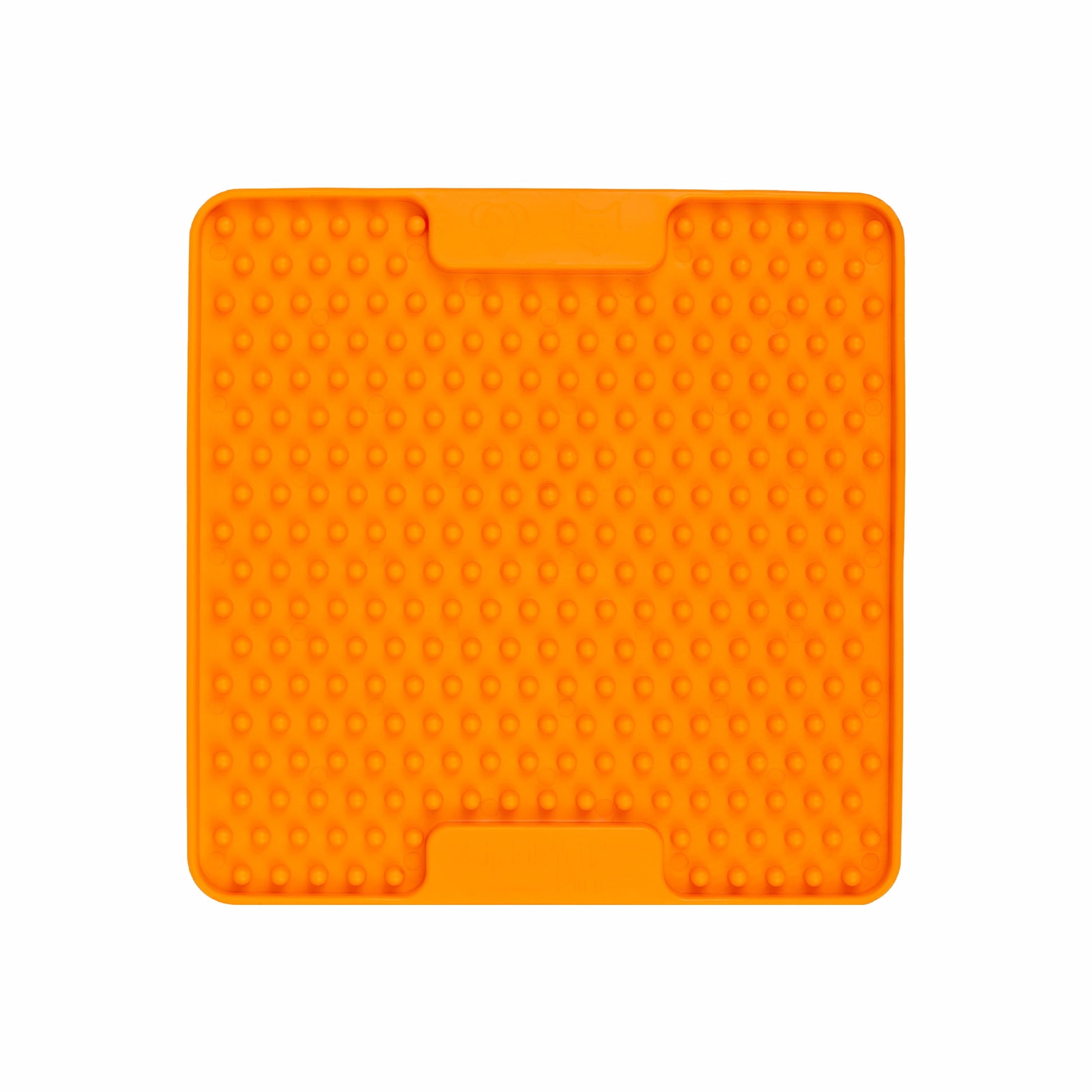 Orange LickiMat® Mini Classic Soother™ – Slow Feeder Lick Mat for Small Dogs (front) on a white background