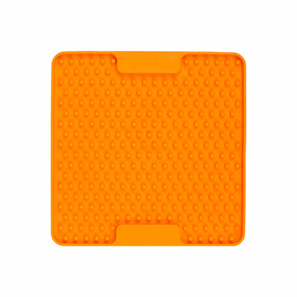Orange LickiMat® Mini Classic Soother™ – Slow Feeder Lick Mat for Small Dogs (front) on a white background