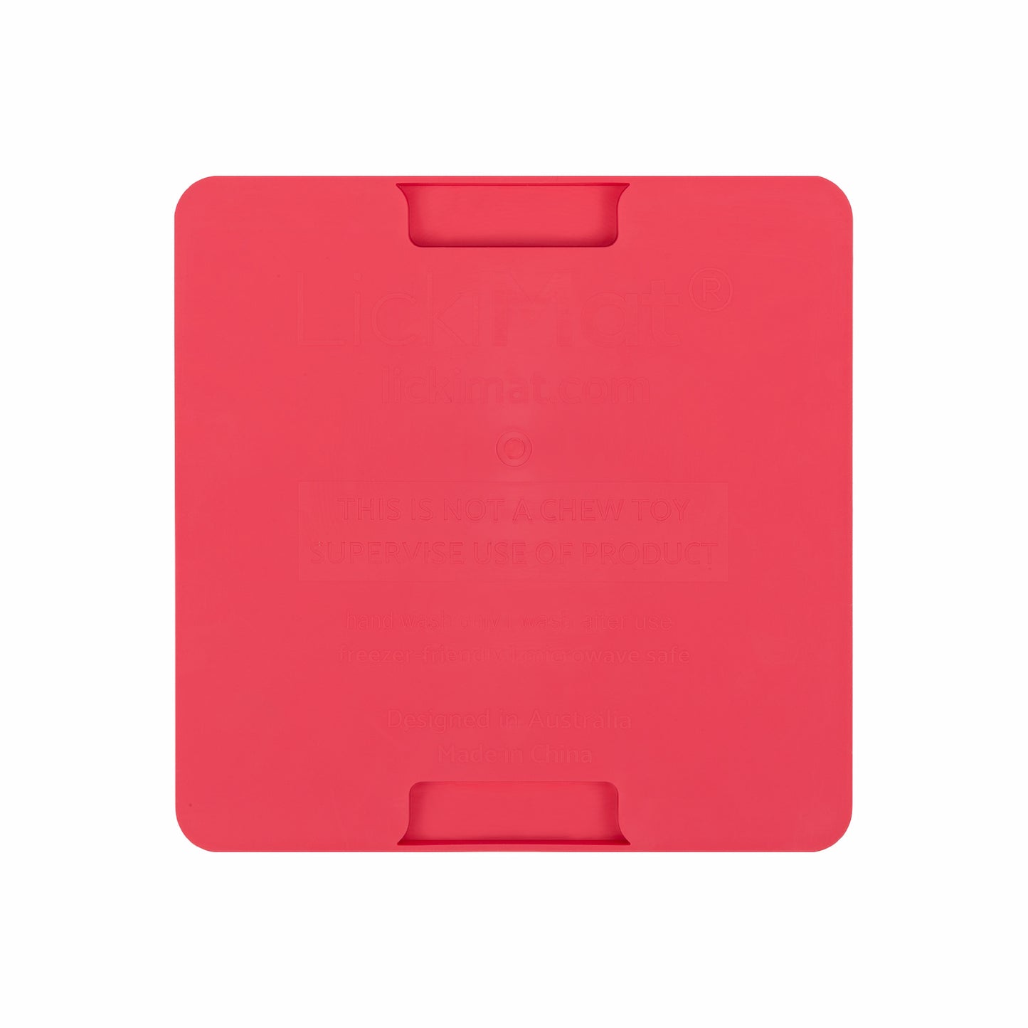 Pink LickiMat® Mini Classic Soother™ – Slow Feeder Lick Mat for Small Dogs (rear) on a white background