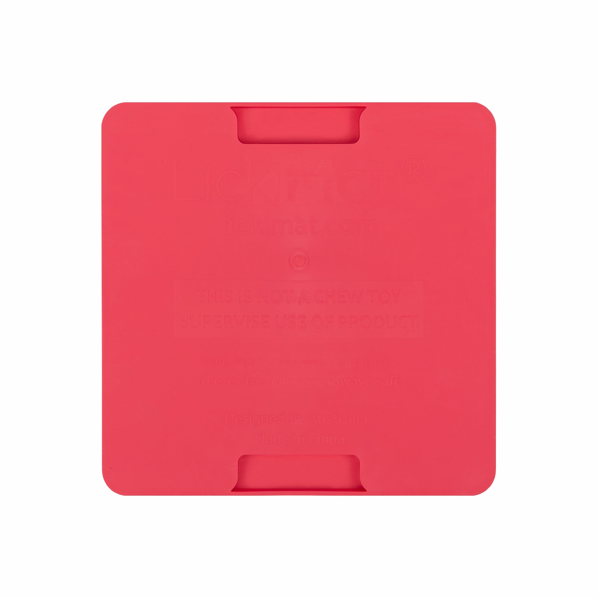 Pink LickiMat® Mini Classic Soother™ – Slow Feeder Lick Mat for Small Dogs (rear) on a white background