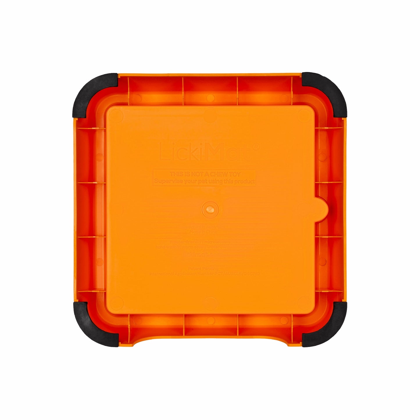 Orange LickiMat® Mini Keeper™ – Non-Slip Holder & dog bowl for LickiMats® (rear) on white background