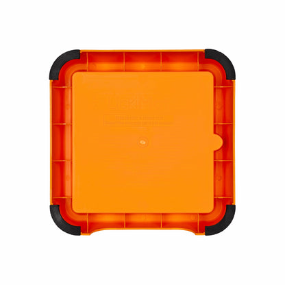 Orange LickiMat® Mini Keeper™ – Non-Slip Holder & dog bowl for LickiMats® (rear) on white background