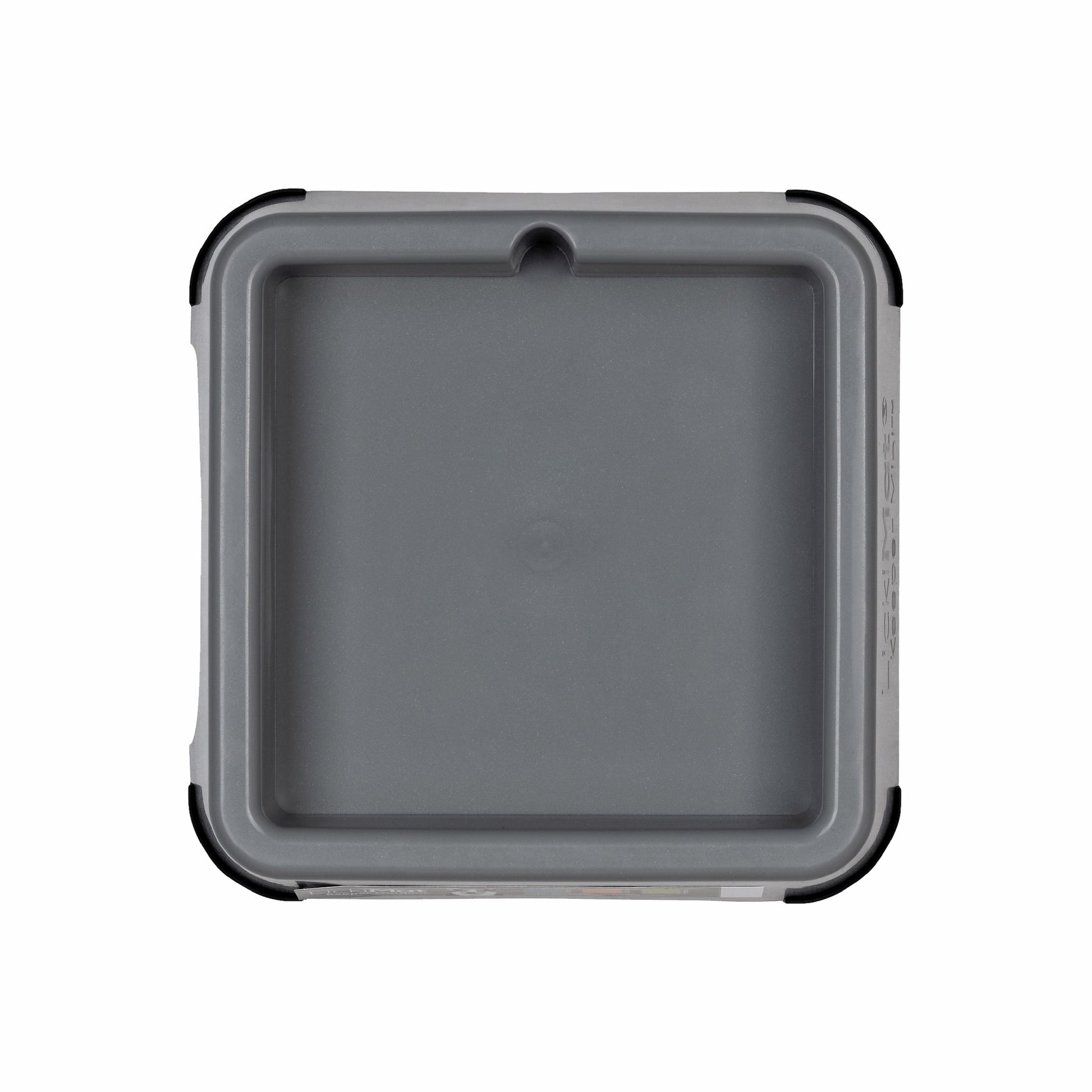 Grey LickiMat® Mini Keeper™ – Non-Slip Holder & dog bowl for LickiMats® (front) on white background