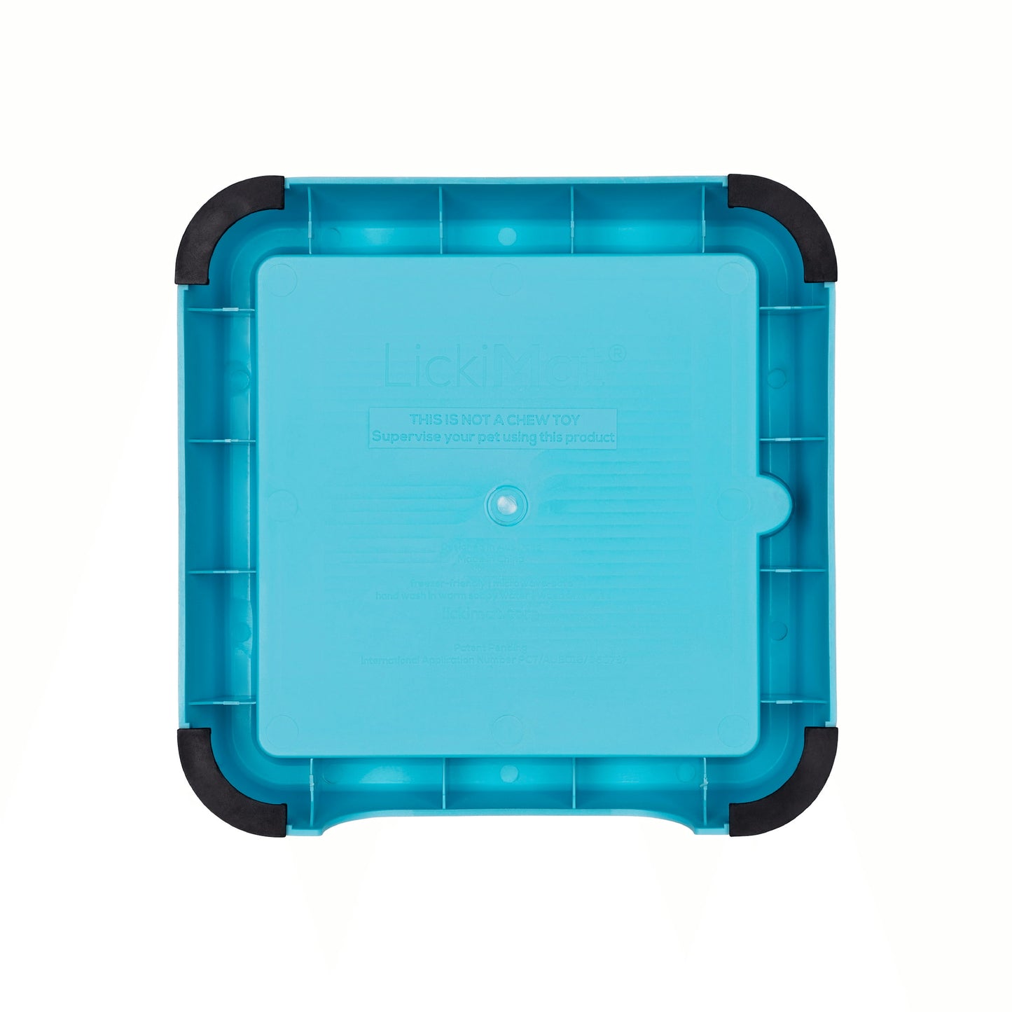 Turquoise LickiMat® Mini Keeper™ – Non-Slip Holder & dog bowl for LickiMats® (back) on white background