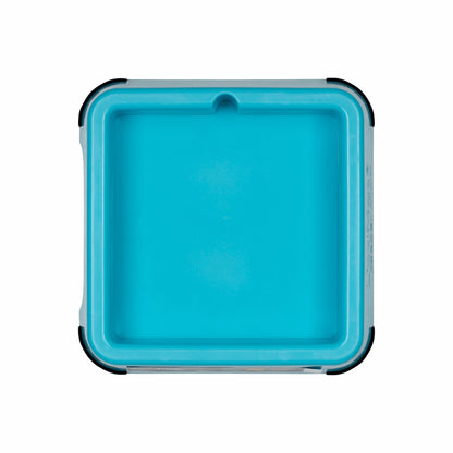 Turquoise LickiMat® Mini Keeper™ – Non-Slip Holder & dog bowl for LickiMats® (front) on white background