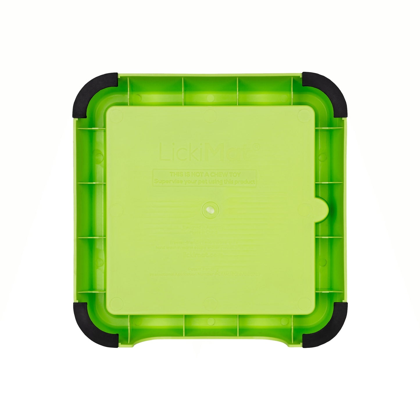 Green LickiMat® Mini Keeper™ – Non-Slip Holder & dog bowl for LickiMats® (rear) on white background