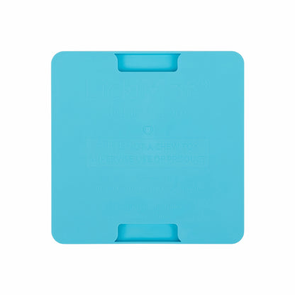 Turquoise LickiMat® Mini Playdate™ – Slow Feeder Lick Mat for Cats (rear) on white background