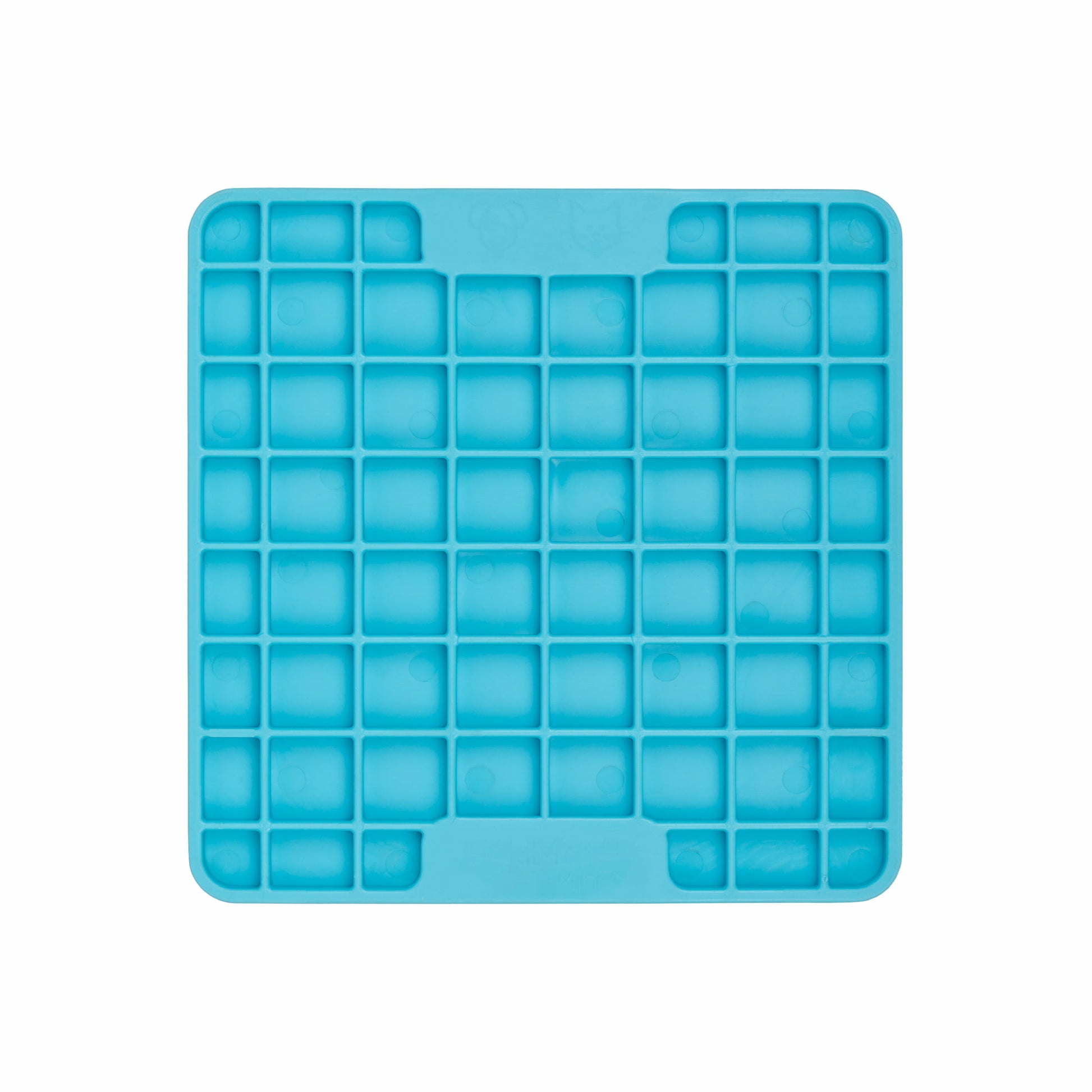 Turquoise LickiMat® Mini Playdate™ – Slow Feeder Lick Mat for Cats (front) on white background
