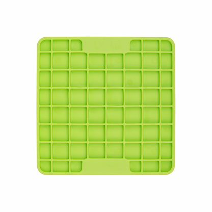 Green LickiMat® Mini Playdate™ – Slow Feeder Lick Mat for Cats (front) on white background