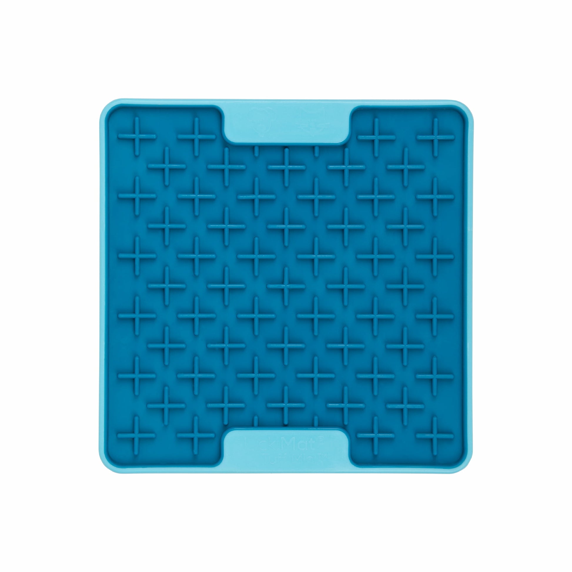 Turquoise LickiMat® Mini Tuff Buddy™ – Durable Slow Feeder Lick Mat for Cats (front) on white background