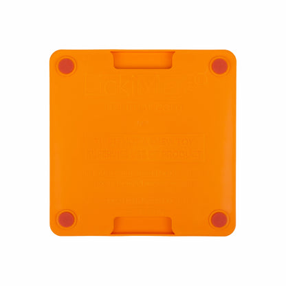 Orange LickiMat® Mini Tuff Buddy™ – Durable Slow Feeder Lick Mat for Cats (rear) on white background