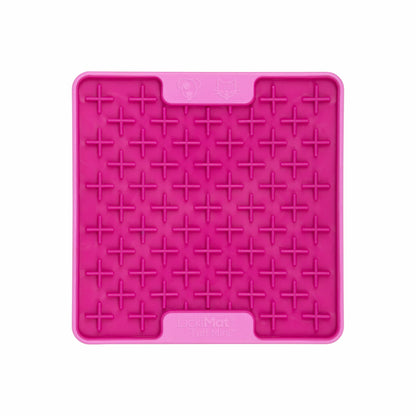 Pink LickiMat® Mini Tuff Buddy™ – Durable Slow Feeder Lick Mat for Cats (front) on white background