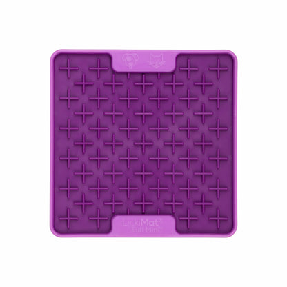 Purple LickiMat® Mini Tuff Buddy™ – Durable Slow Feeder Lick Mat for Cats (front) on white background