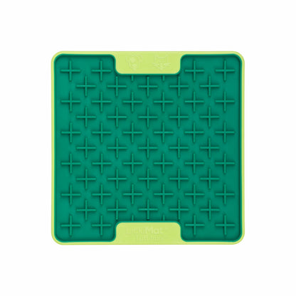 Green LickiMat® Mini Tuff Buddy™ – Durable Slow Feeder Lick Mat for Cats (front) on white background