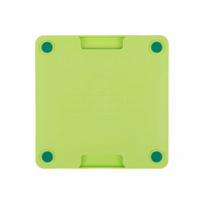 Green LickiMat® Mini Tuff Buddy™ – Durable Slow Feeder Lick Mat for Cats (rear) on white background
