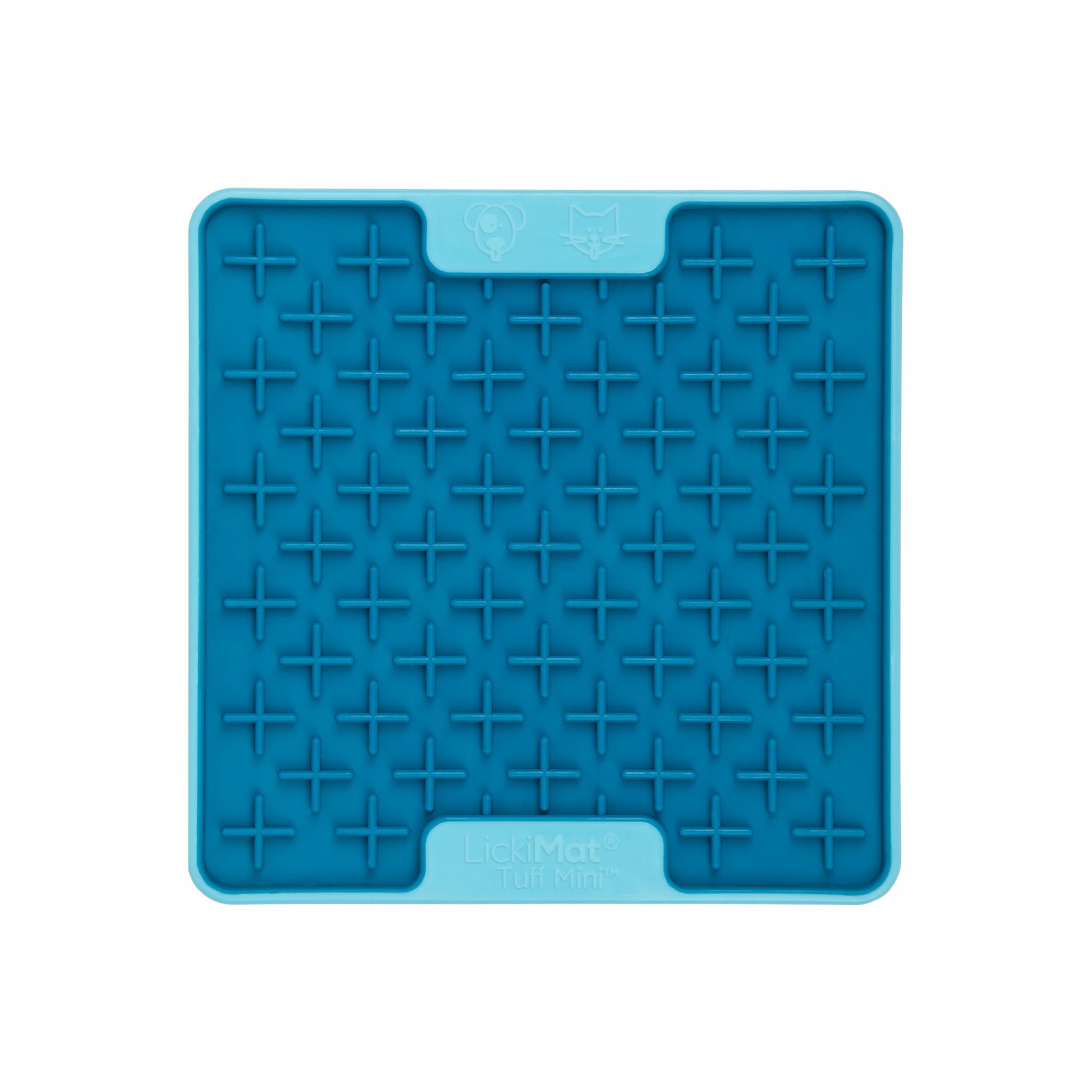 Turquoise LickiMat® Mini Tuff Buddy™ – Slow Feeder Lick Mat for Small Dogs (front) on white background