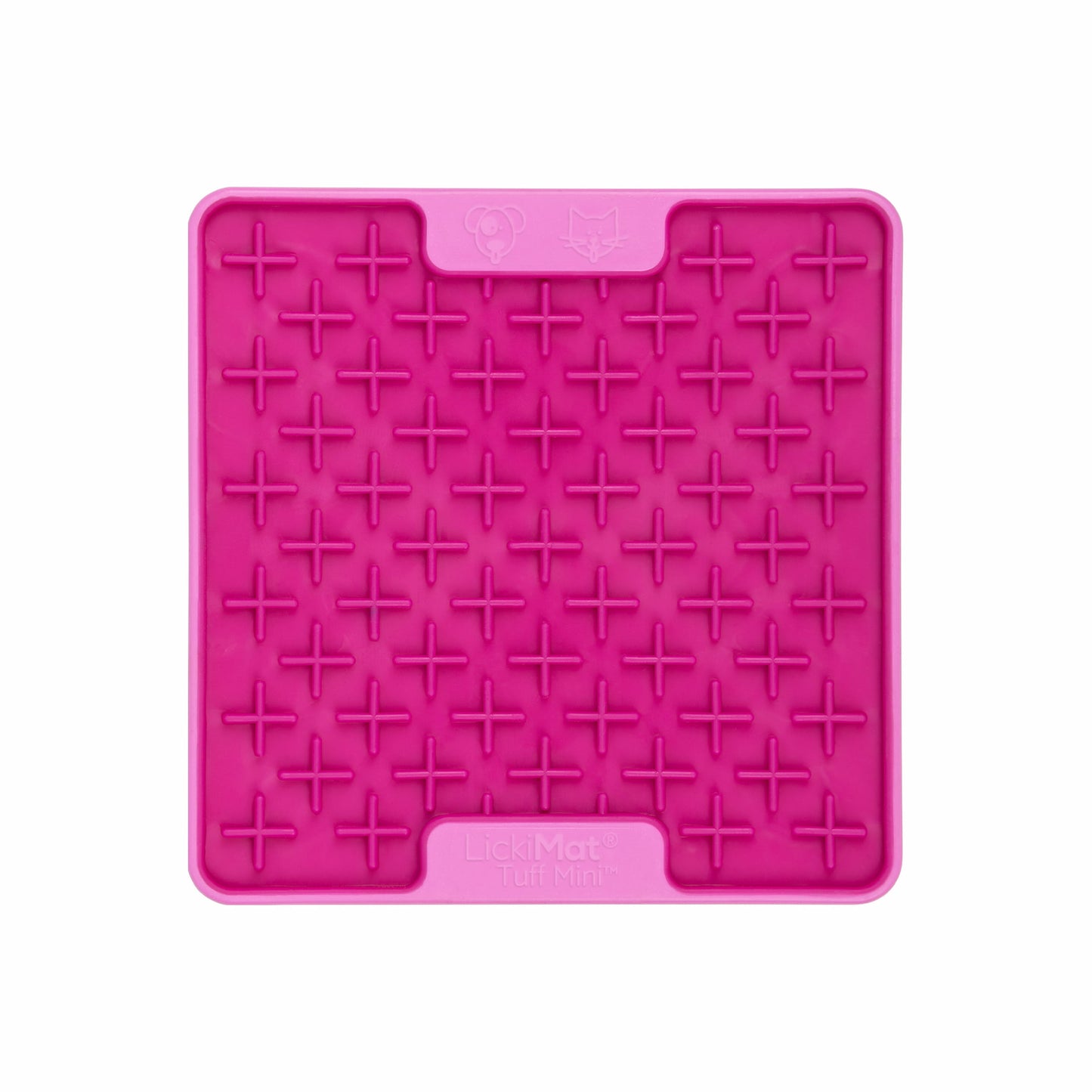 Pink LickiMat® Mini Tuff Buddy™ – Slow Feeder Lick Mat for Small Dogs (front) on white background