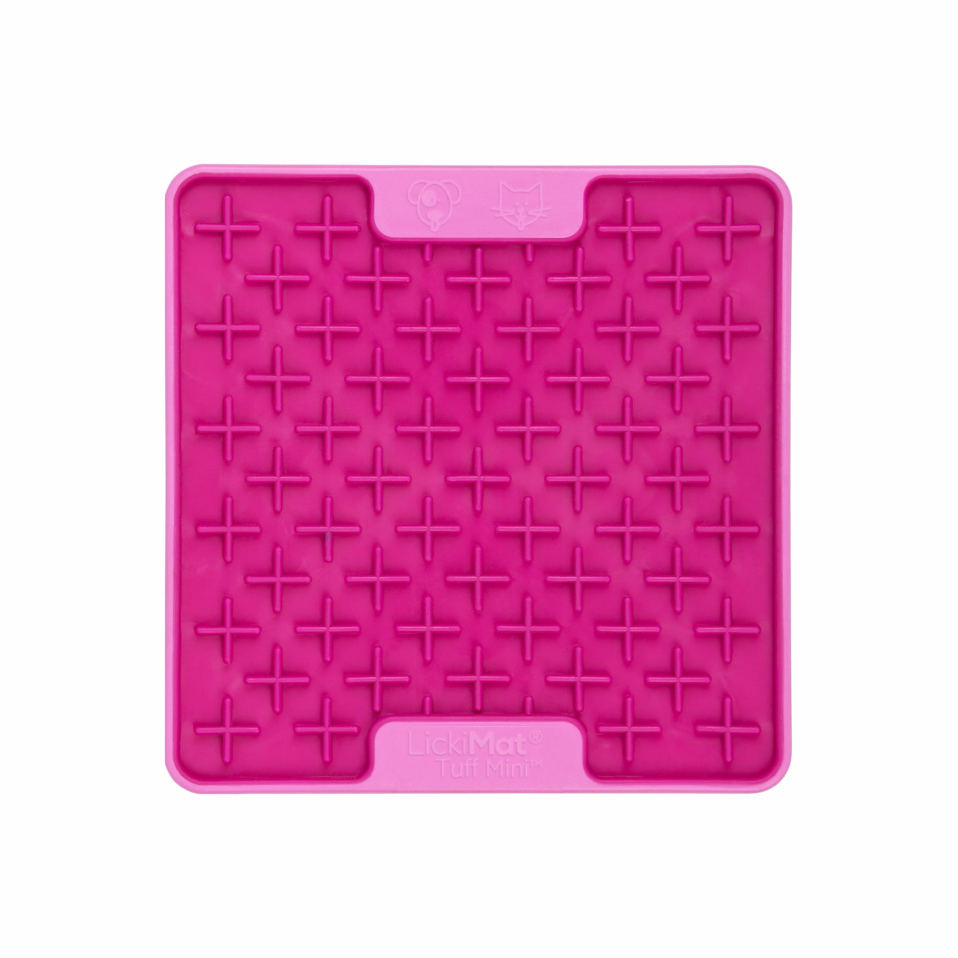 Pink LickiMat® Mini Tuff Buddy™ – Slow Feeder Lick Mat for Small Dogs (front) on white background