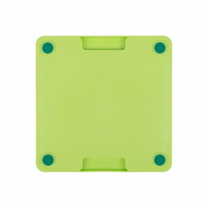 Green LickiMat® Mini Tuff Buddy™ – Slow Feeder Lick Mat for Small Dogs (rear) on white background