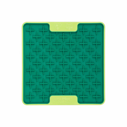 Green LickiMat® Mini Tuff Buddy™ – Slow Feeder Lick Mat for Small Dogs (front) on white background