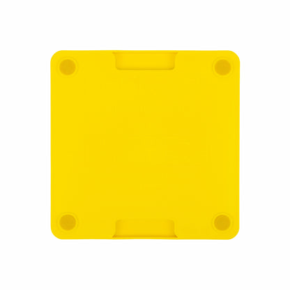 Yellow LickiMat® Mini Tuff Playdate™ – Durable Slow Feeder Lick Mat for Cats (rear) on white background