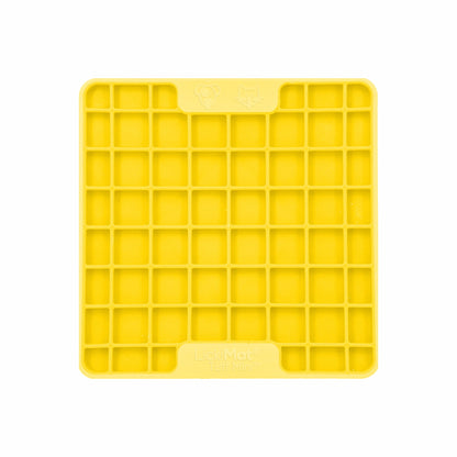 Yellow LickiMat® Mini Tuff Playdate™ – Slow Feeder Lick Mat for Small Dogs (front) on white background