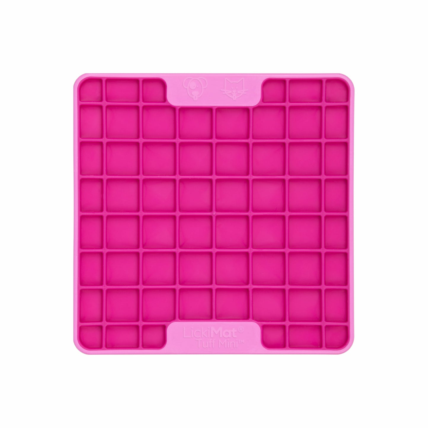 Pink LickiMat® Mini Tuff Playdate™ – Slow Feeder Lick Mat for Small Dogs (front) on white background