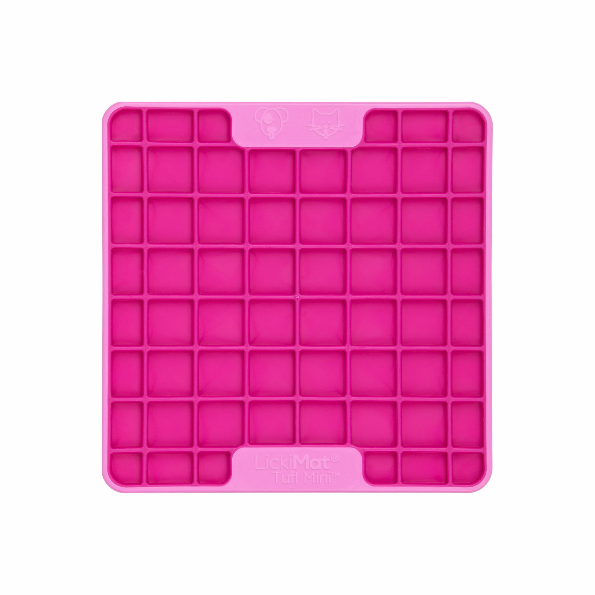 Pink LickiMat® Mini Tuff Playdate™ – Slow Feeder Lick Mat for Small Dogs (front) on white background