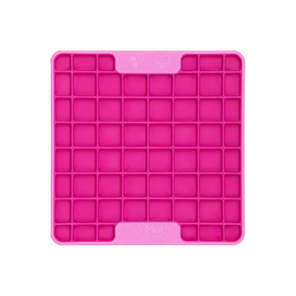 Pink LickiMat® Mini Tuff Playdate™ – Slow Feeder Lick Mat for Small Dogs (front) on white background