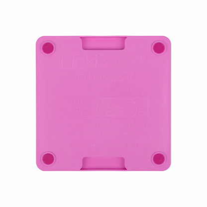 Pink LickiMat® Mini Tuff Playdate™ – Durable Slow Feeder Lick Mat for Cats (rear) on white background